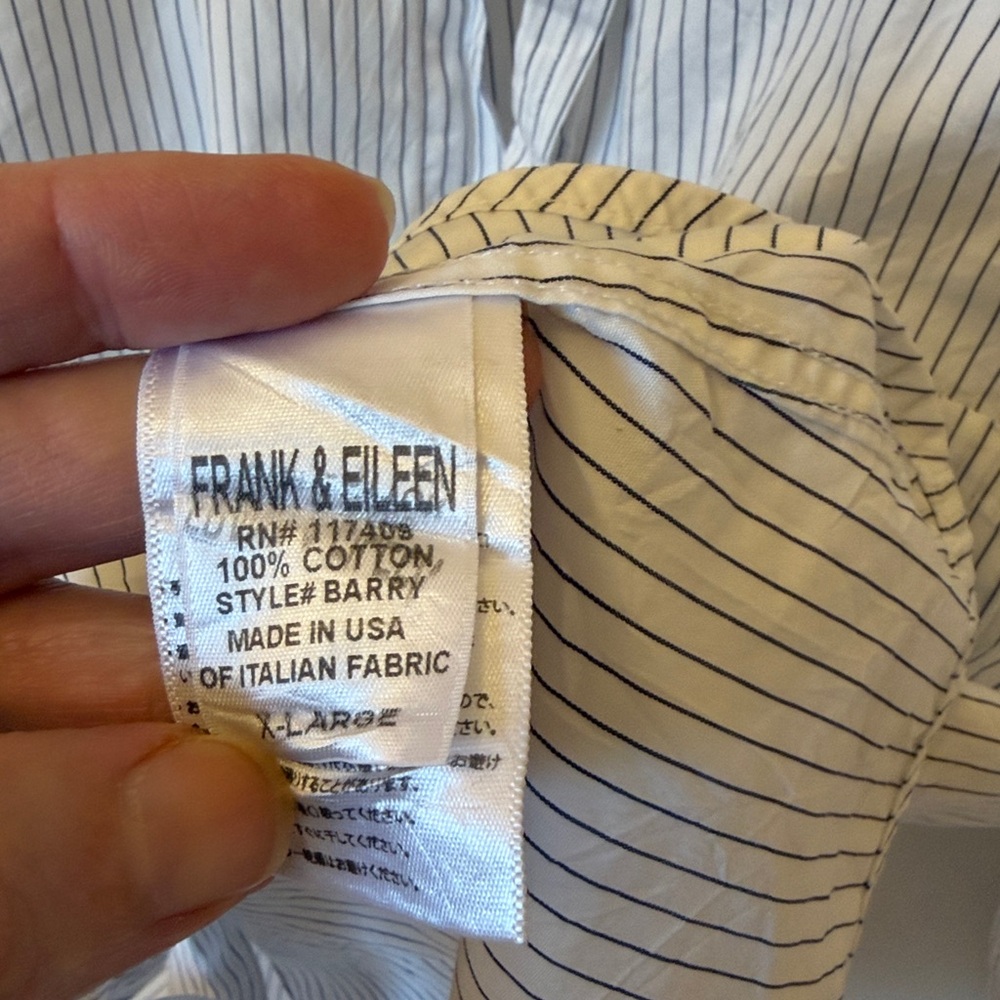Frank & Eileen White Pinstripe Women's Barry XL Shirt 6 8 medium large - Picture 4 of 8